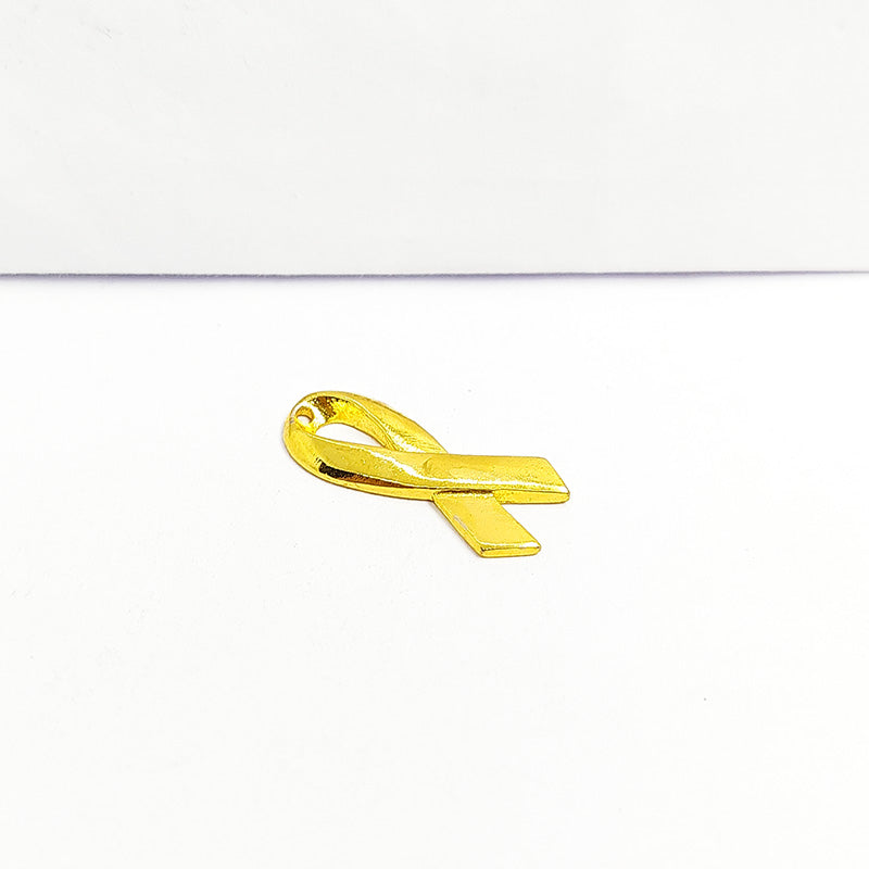 18K Gold Overlay awareness ribbon pendant handcrafted in India with polished gold finish