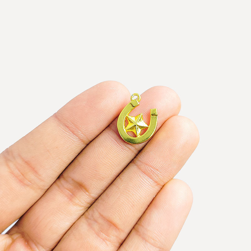 18K gold overlay horseshoe star pendant handcrafted in India for everyday wear