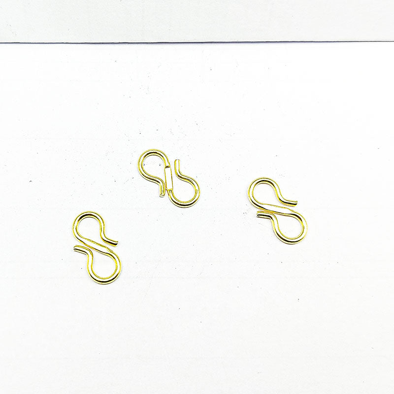 Handcrafted S hook connector in 18K Gold Overlay Over Copper from India for simple and modern jewelry designs.