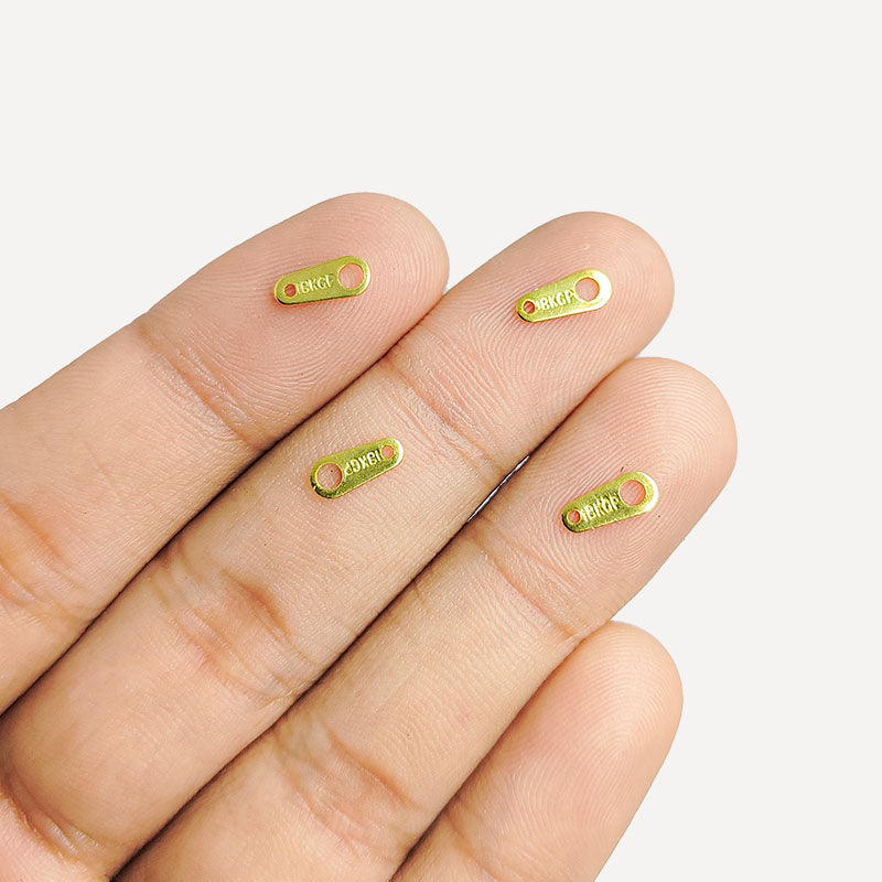 Handcrafted dual hole connector in 18K Gold Overlay Over Copper from India for minimal and modern jewelry designs.