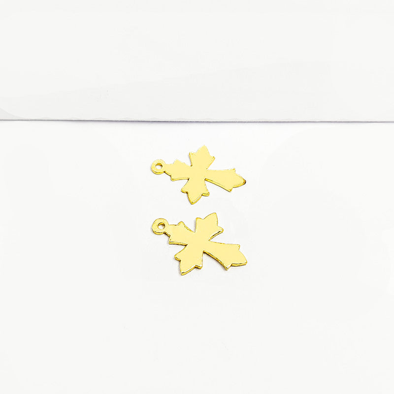 Handcrafted cross pendant in 18K Gold Overlay Over Copper from India for symbolic and spiritual jewelry designs.