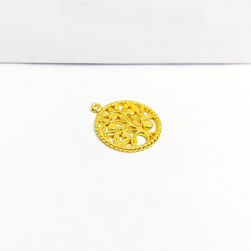 Round Tree of Life pendant in 18K Gold Overlay Over Copper handcrafted in India for retail jewelry customers