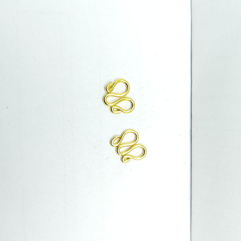 Curved jewelry hook in 18K Gold Overlay Over Copper handcrafted in India for retail jewelry making