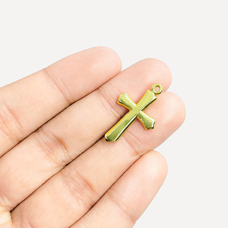 Cross pendant in 18K Gold Overlay Over Copper handcrafted in India with textured gold finish for retail jewelry customers