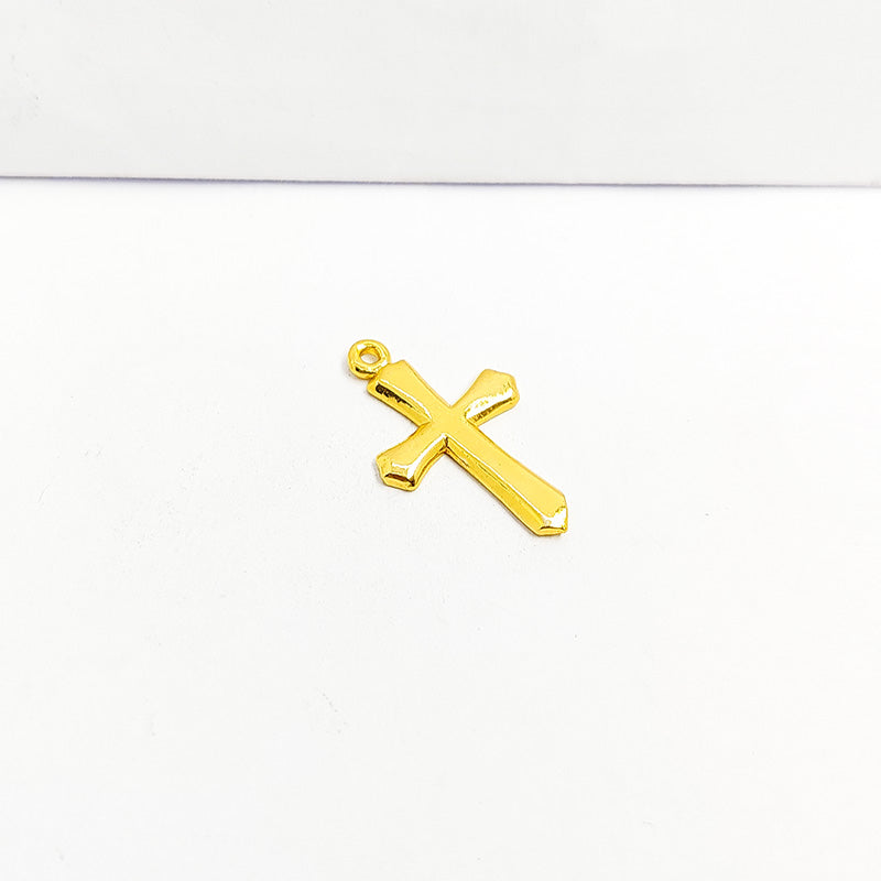 Cross pendant in 18K Gold Overlay Over Copper handcrafted in India with textured gold finish for retail jewelry customers