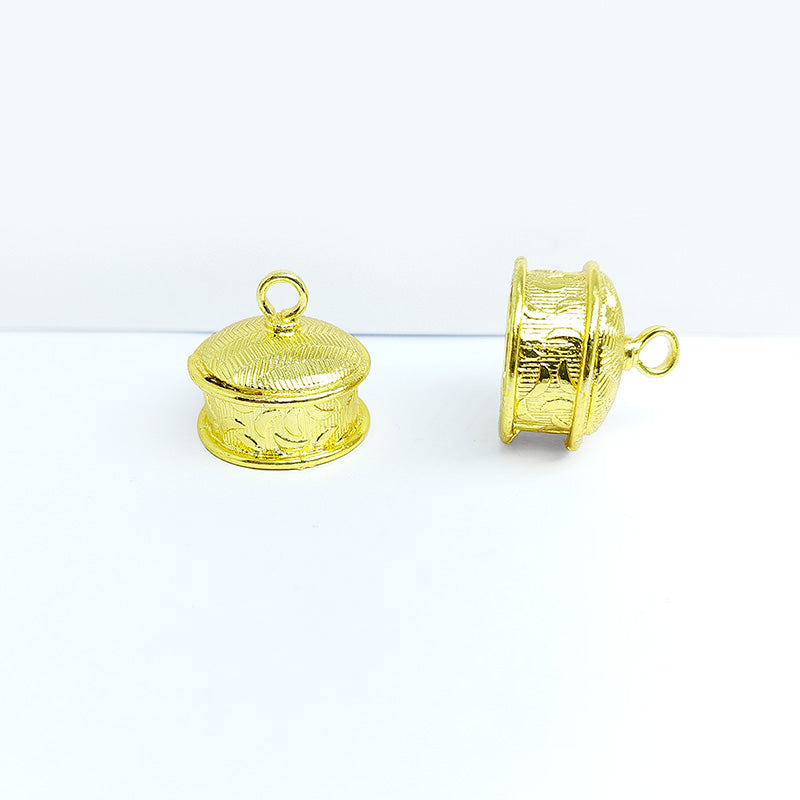 Bell shape pendant in 18K Gold Overlay Over Copper handcrafted in India with engraved gold finish for retail jewelry making