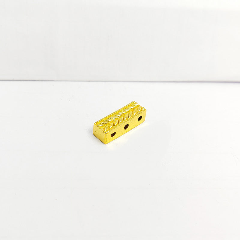 18K Gold Overlay Over Copper multi strand grain design spacer bar with 3 hole, handcrafted in India jewelry making component