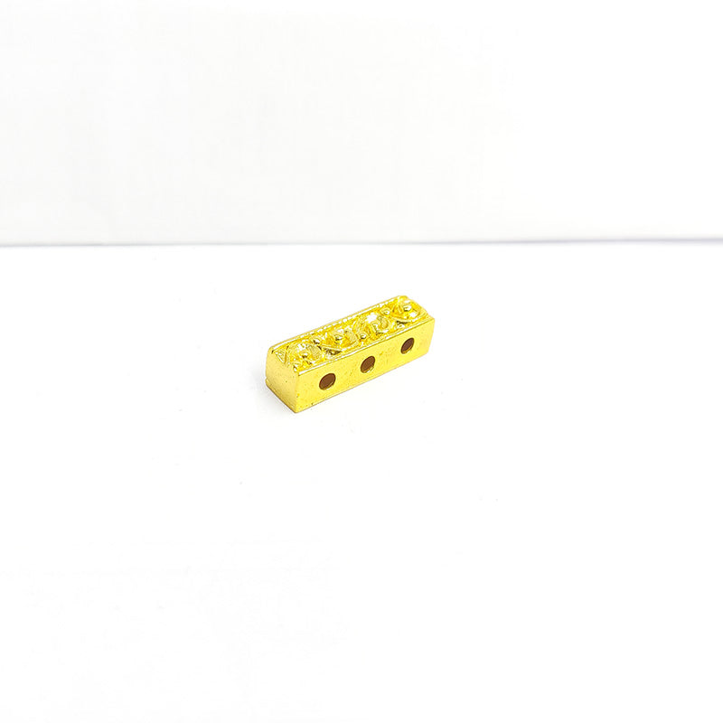 18K Gold Overlay Over Copper decorative scroll pattern spacer bar, handcrafted in India jewelry making component
