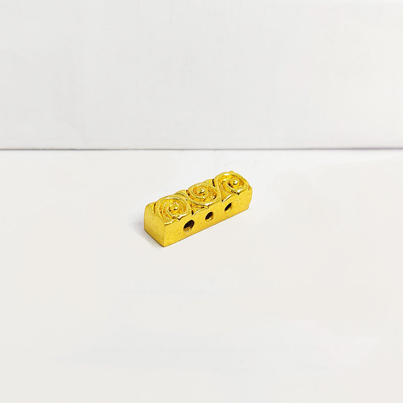 18K Gold Overlay Over Copper multi strand swirl design spacer bar with 3 hole, handcrafted in India jewelry making component