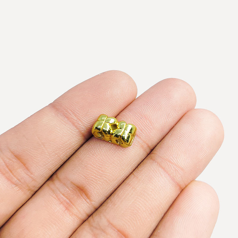 18K Gold Overlay Over Copper beaded dome design spacer bar with 2 hole, handcrafted in India jewelry making component