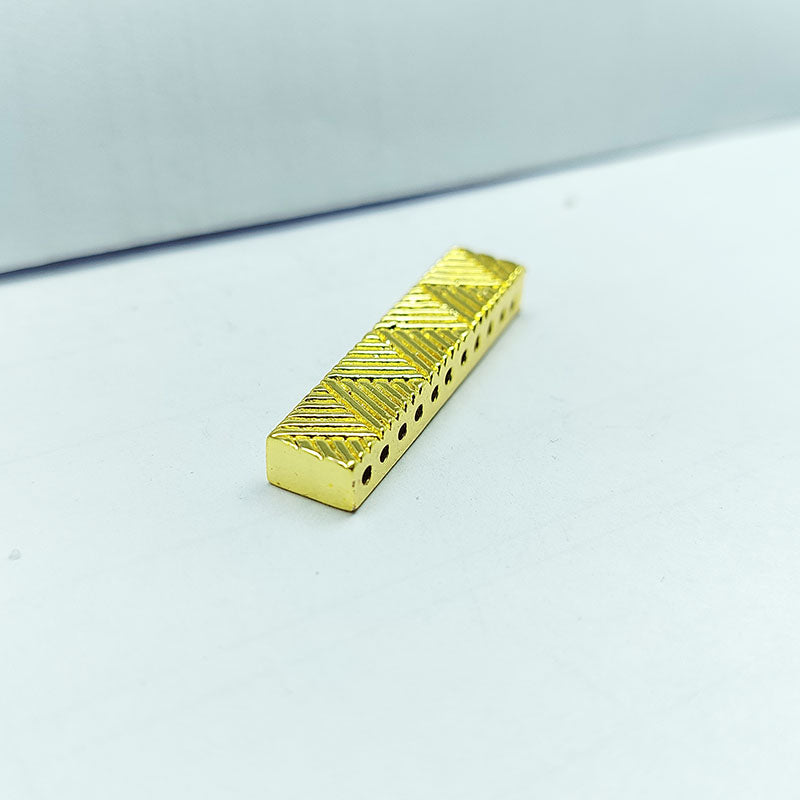 18K Gold Overlay Over Copper multi strand chevron design spacer bar with multiple holes, handcrafted in India jewelry making component