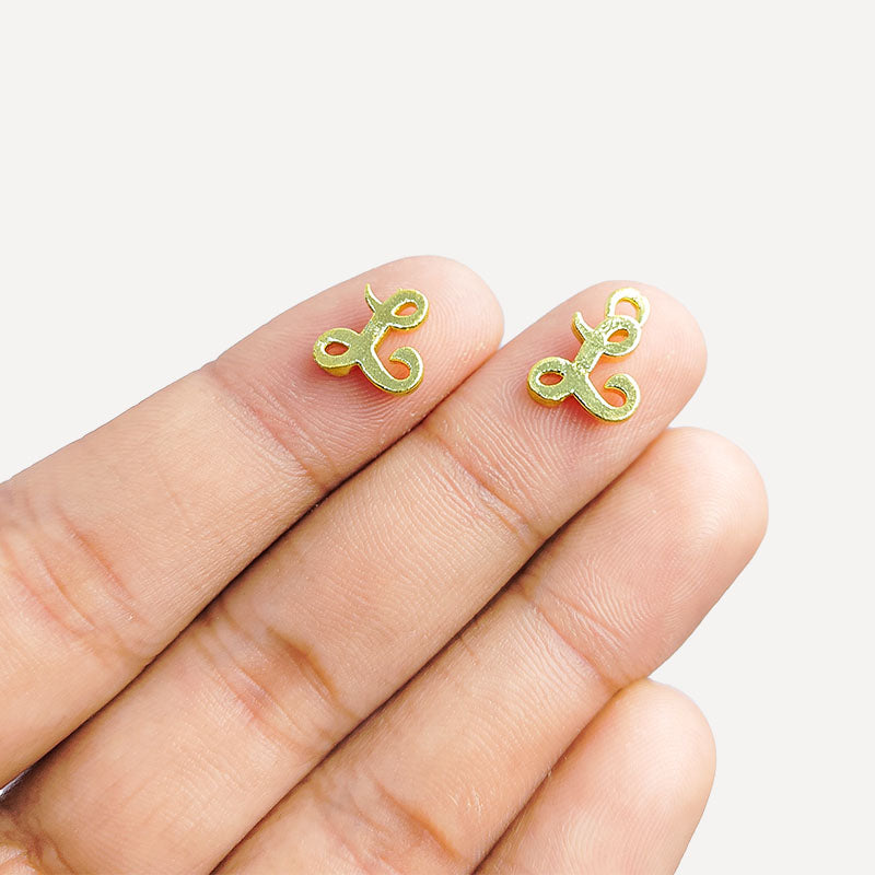 Alphabet L Charm handcrafted in India featuring 18K Gold Overlay Over Copper with elegant textured finish.