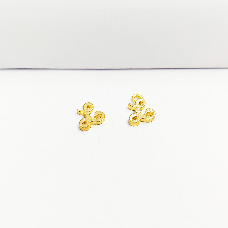 Alphabet L Charm handcrafted in India featuring 18K Gold Overlay Over Copper with elegant textured finish.