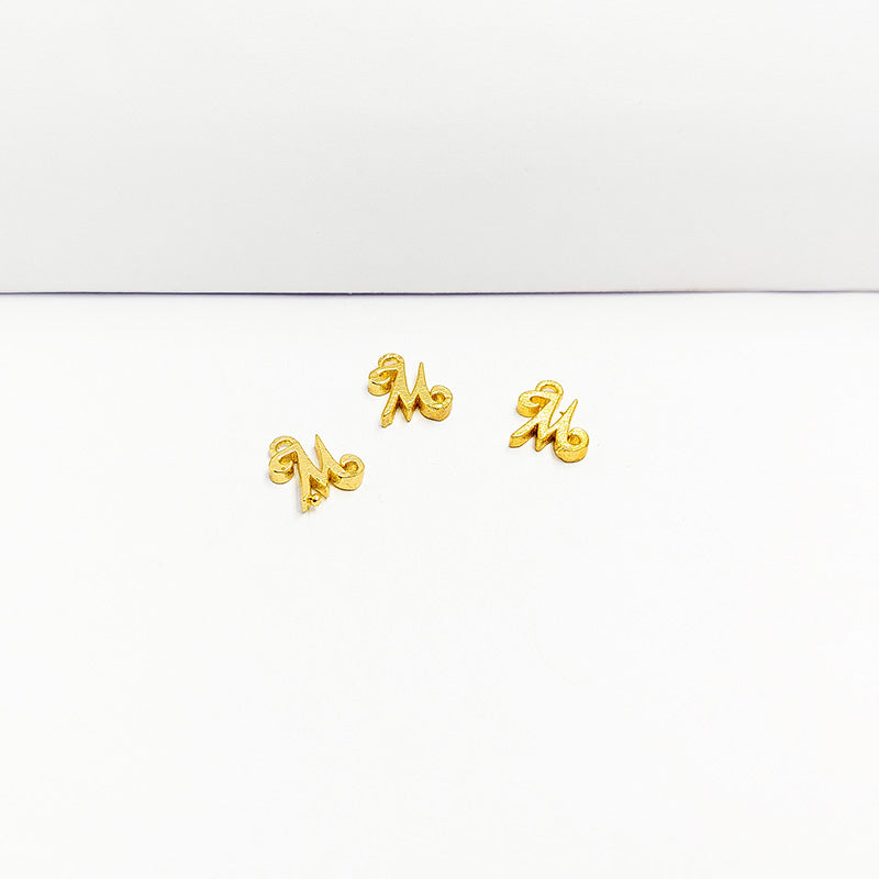 Alphabet M Charm handcrafted in India with elegant textured gold-tone finish for everyday wear.