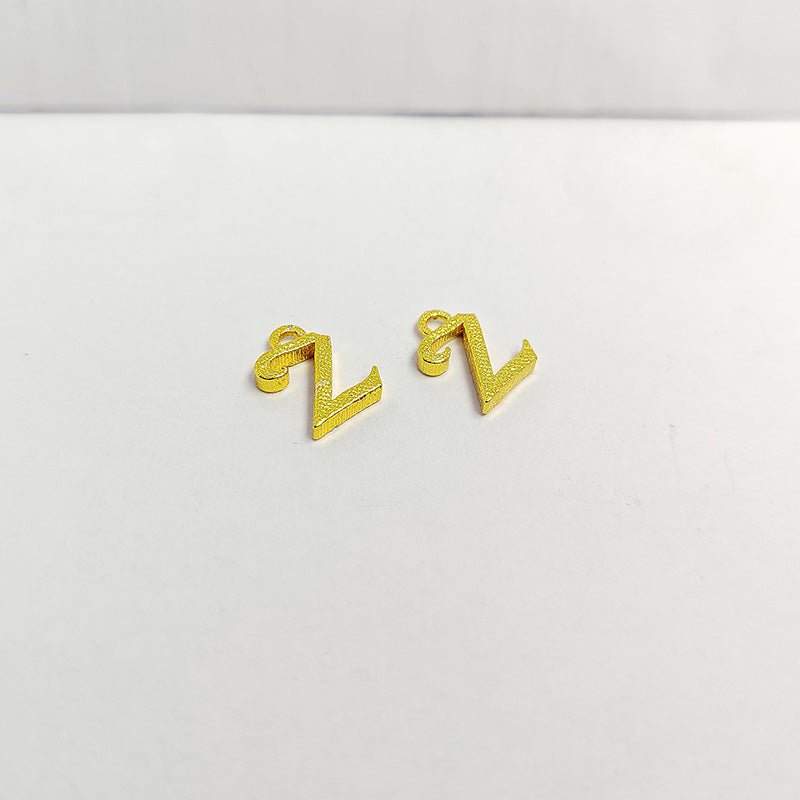 18K Gold Overlay Over Copper Z letter charm handcrafted in India for personalized jewelry and gifting