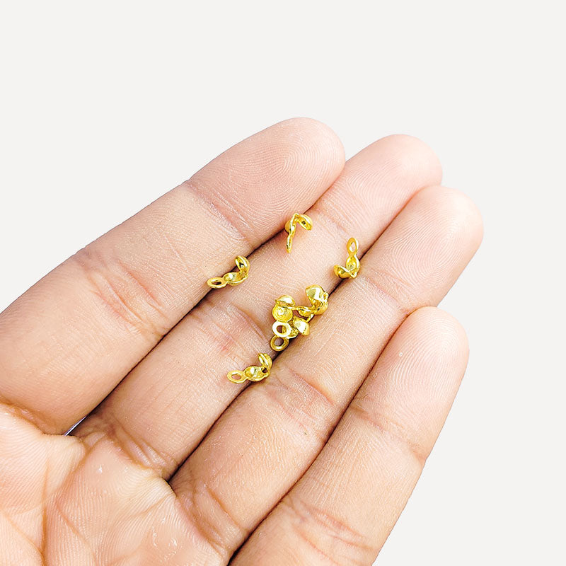18K Gold Overlay Over Copper crimp shell jewelry finding handcrafted in India for DIY jewelry projects