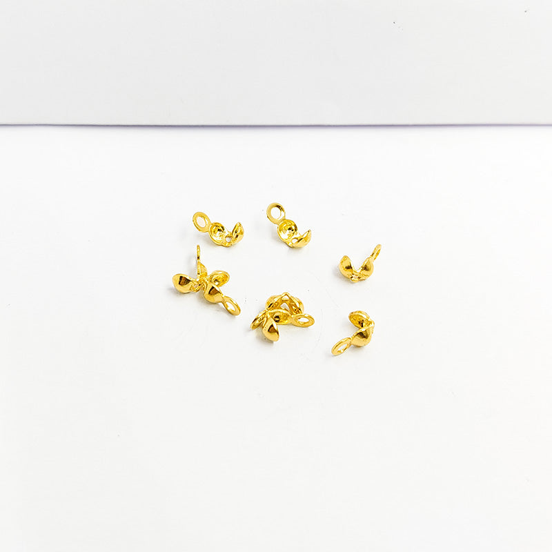 18K Gold Overlay Over Copper crimp shell jewelry finding handcrafted in India for DIY jewelry projects