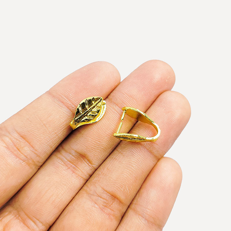 18K Gold Overlay Over Copper leaf style pendant bail handcrafted in India for elegant necklace and pendant jewelry