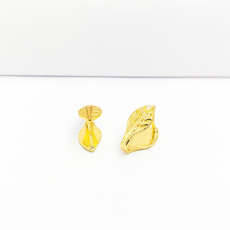 18K Gold Overlay Over Copper leaf style pendant bail handcrafted in India for elegant necklace and pendant jewelry
