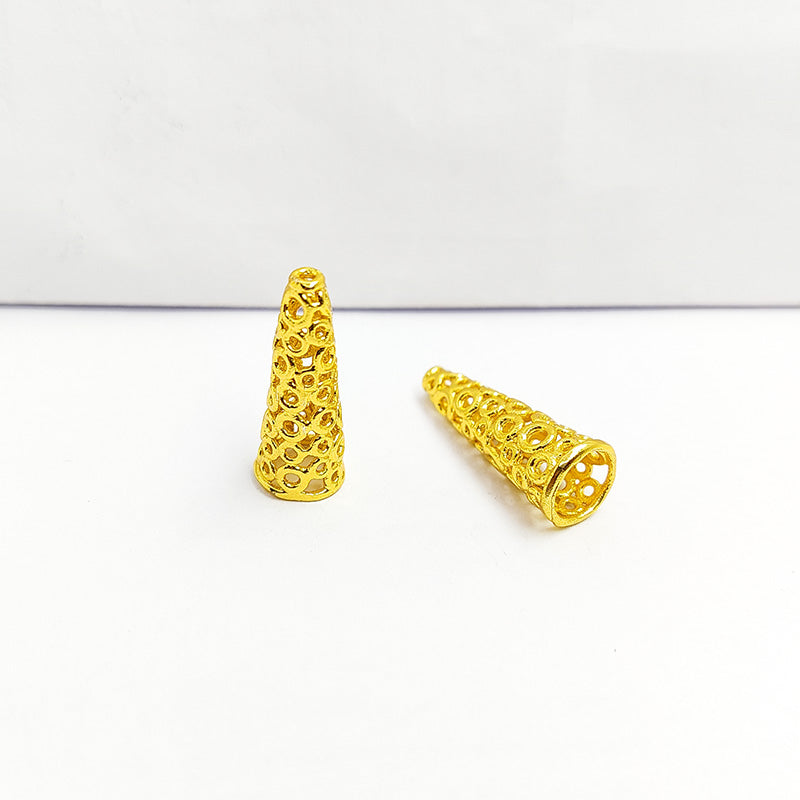 18K Gold Overlay Over Copper cone bead cap handcrafted in India for DIY jewelry making