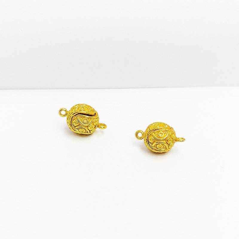 18K Gold Overlay Over Copper round designer box clasp handcrafted in India for handmade jewelry