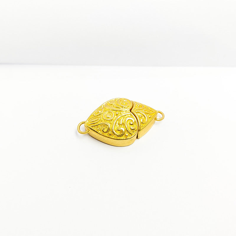 18K Gold Overlay Over Copper elegant heart magnetic clasp handcrafted in India for jewelry making