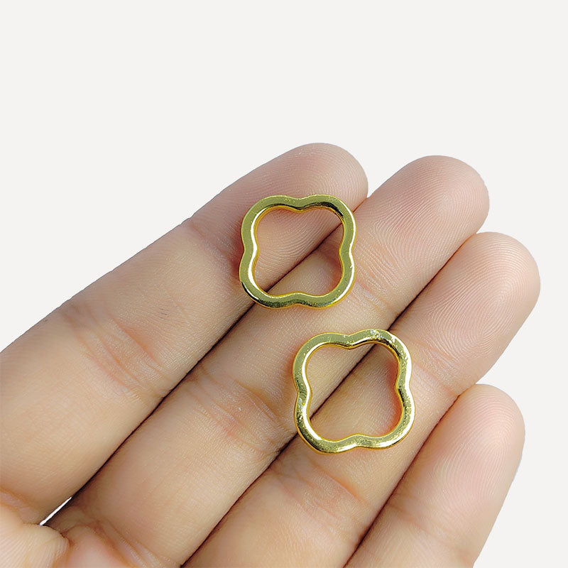 18K Gold Overlay Over Copper elegant open frame charm handcrafted in India for handmade jewelry