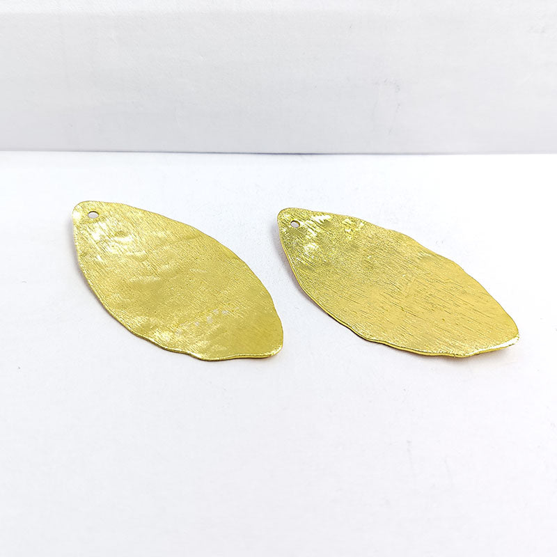 18K Gold Overlay Over Copper textured leaf charm handcrafted in India for modern jewelry designs