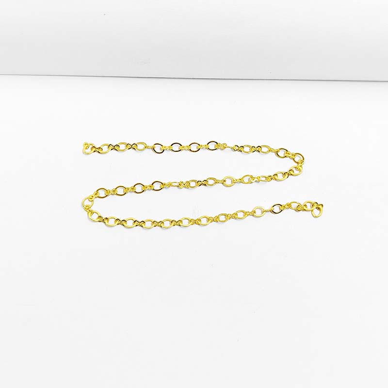 Elegant 18K Gold Overlay Over Copper mixed oval link beading chain handcrafted in India for custom jewelry styling