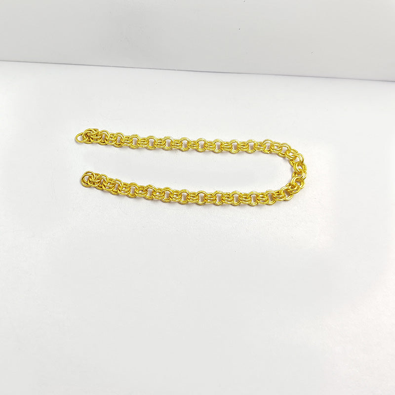 Elegant 18K Gold Overlay Over Copper fine oval beading chain handcrafted in India for delicate jewelry styling
