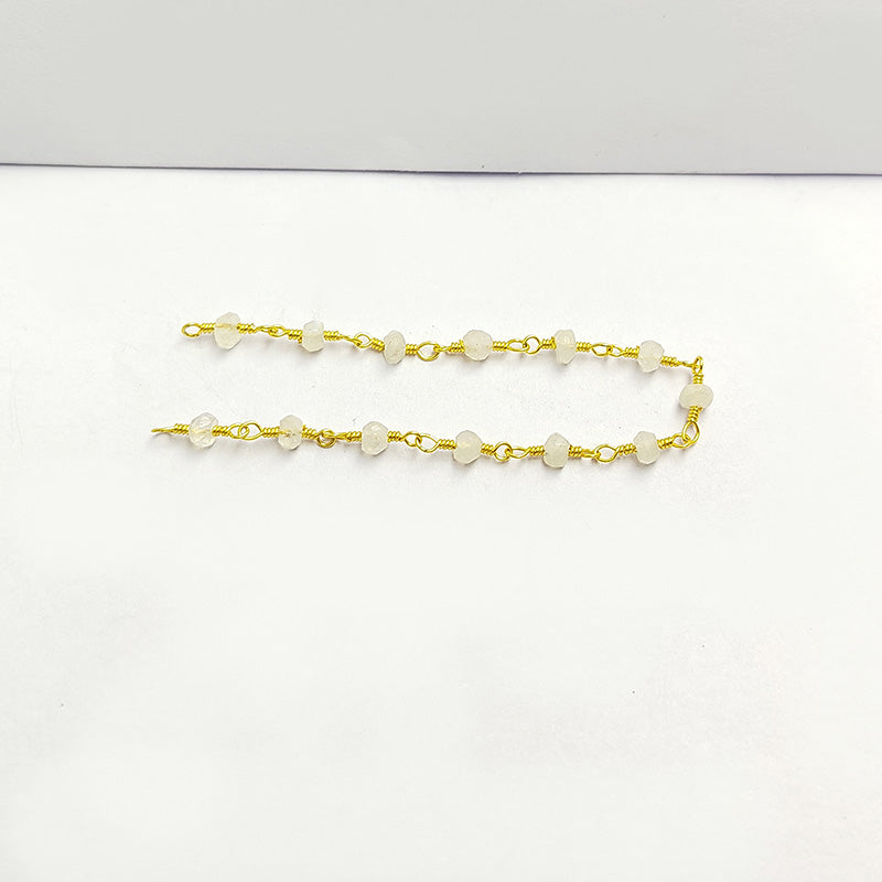 Elegant 18K Gold Overlay Over Copper Rainbow Moonstone beaded chain handcrafted in India for custom jewelry styling