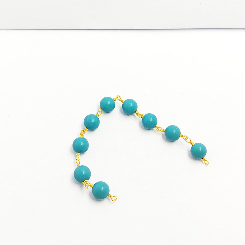 Elegant 18K Gold Overlay Over Copper Turquoise Shell beaded chain with smooth round stones and polished finish suitable for refined jewelry styling