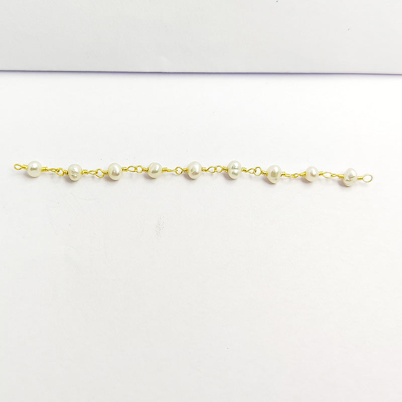 Elegant 18K Gold Overlay Over Copper Mabe Pearl beaded chain with smooth round stones and polished finish suitable for refined jewelry styling
