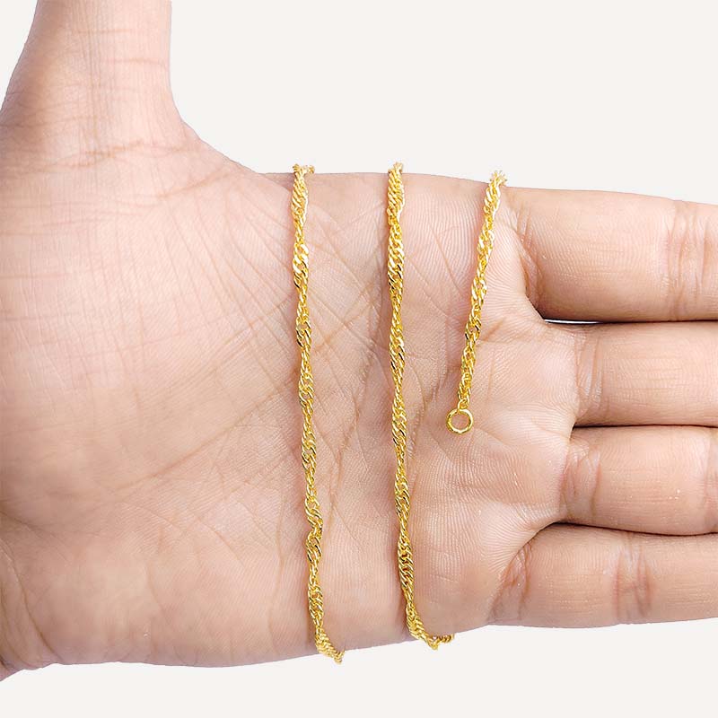 Elegant 18K Gold Overlay Over Copper plain chain with polished finish and lobster clasp suitable for everyday wear and pendant styling
