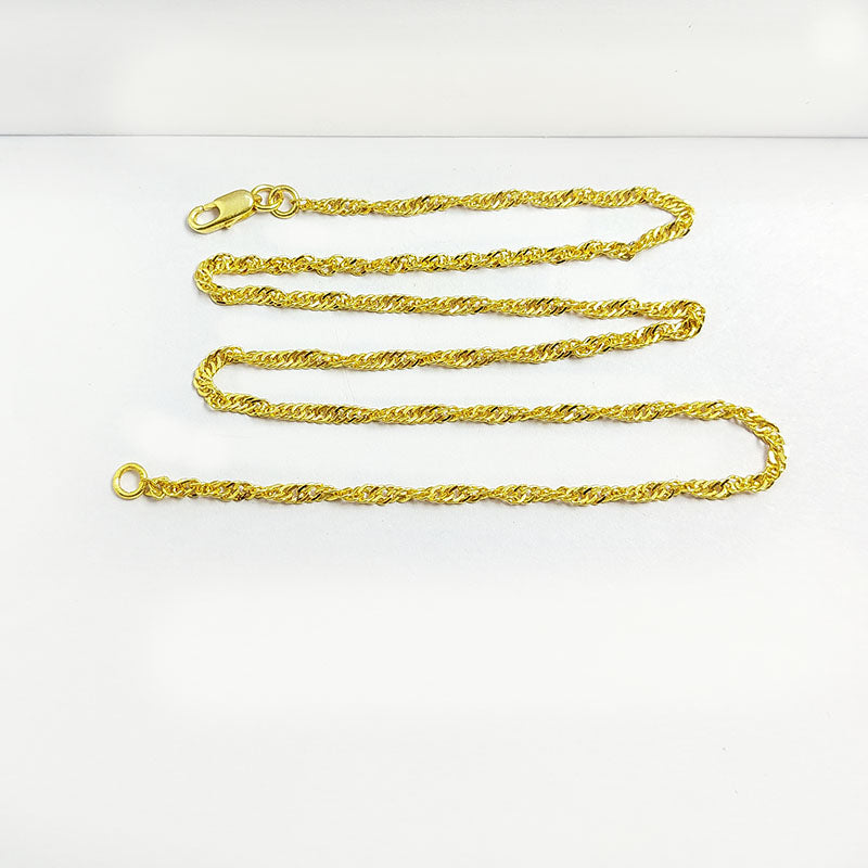 Elegant 18K Gold Overlay Over Copper plain chain with polished finish and lobster clasp suitable for everyday wear and pendant styling