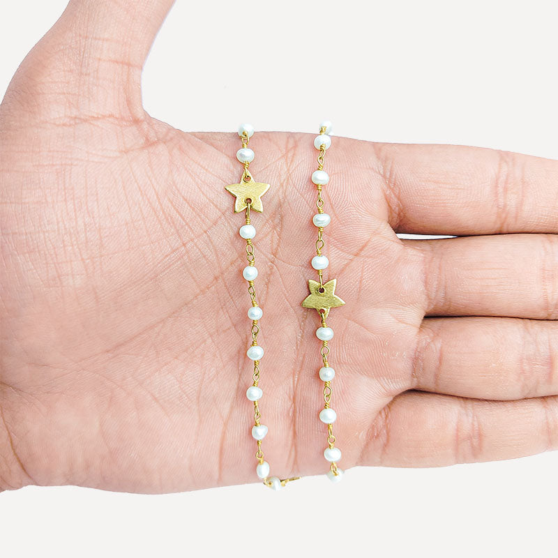 Elegant mabe pearl beaded necklace with butterfly motif accents and smooth 18K Gold Overlay Over Copper designed for everyday and festive wear