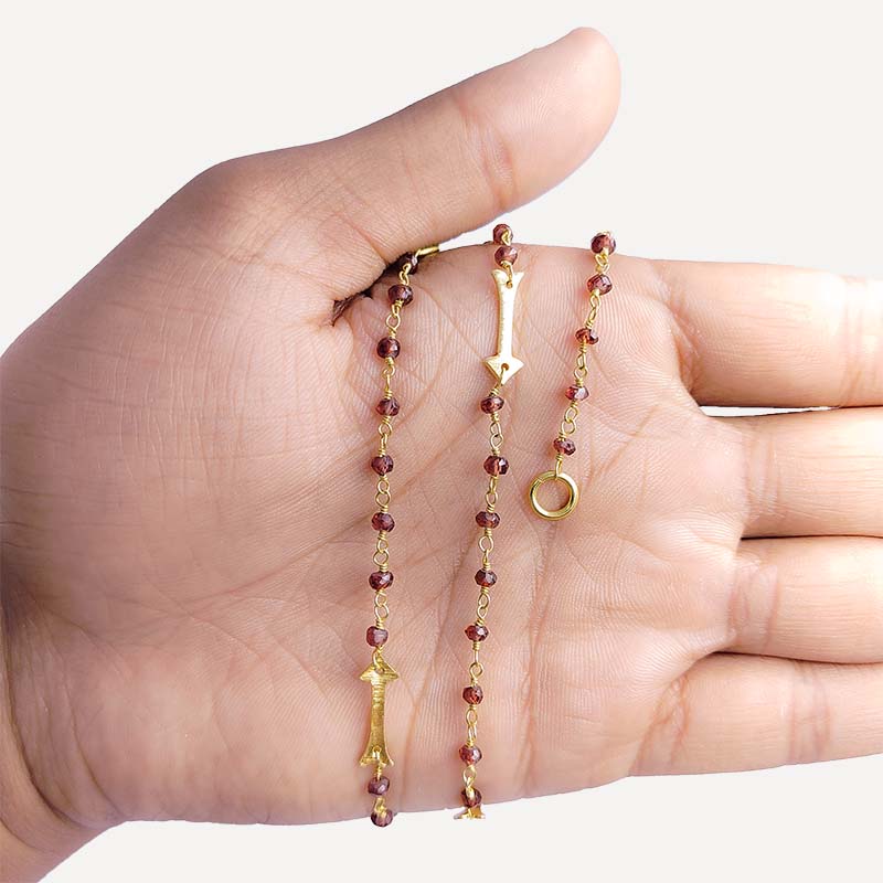 18K Gold Overlay Necklace With Garnet Beads Bali Designs Inc 