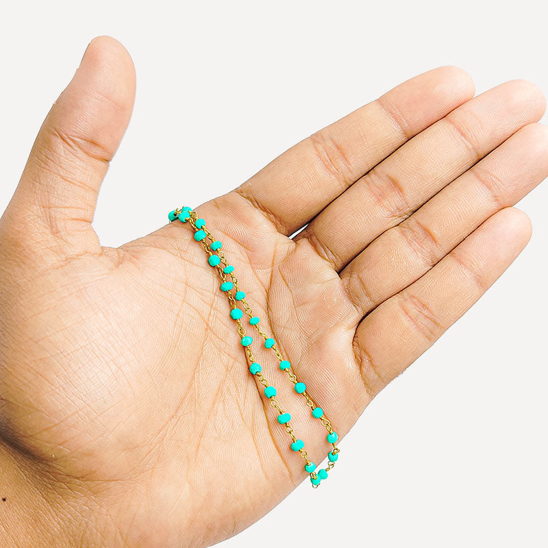 Elegant 18K Gold Overlay Over Copper Turquoise Shell 3MM beaded chain extender designed for refined handmade jewelry creations