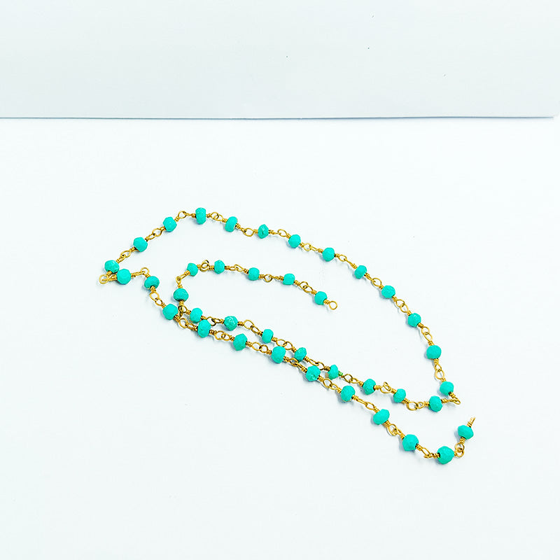 Elegant 18K Gold Overlay Over Copper Turquoise Shell 3MM beaded chain extender designed for refined handmade jewelry creations