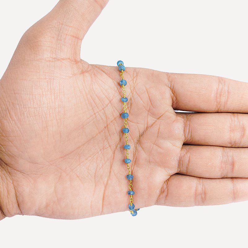 Elegant beaded extender chain made with 18K Gold Overlay Over Copper, featuring Labradorite accents and polished links for custom jewelry styling and design use