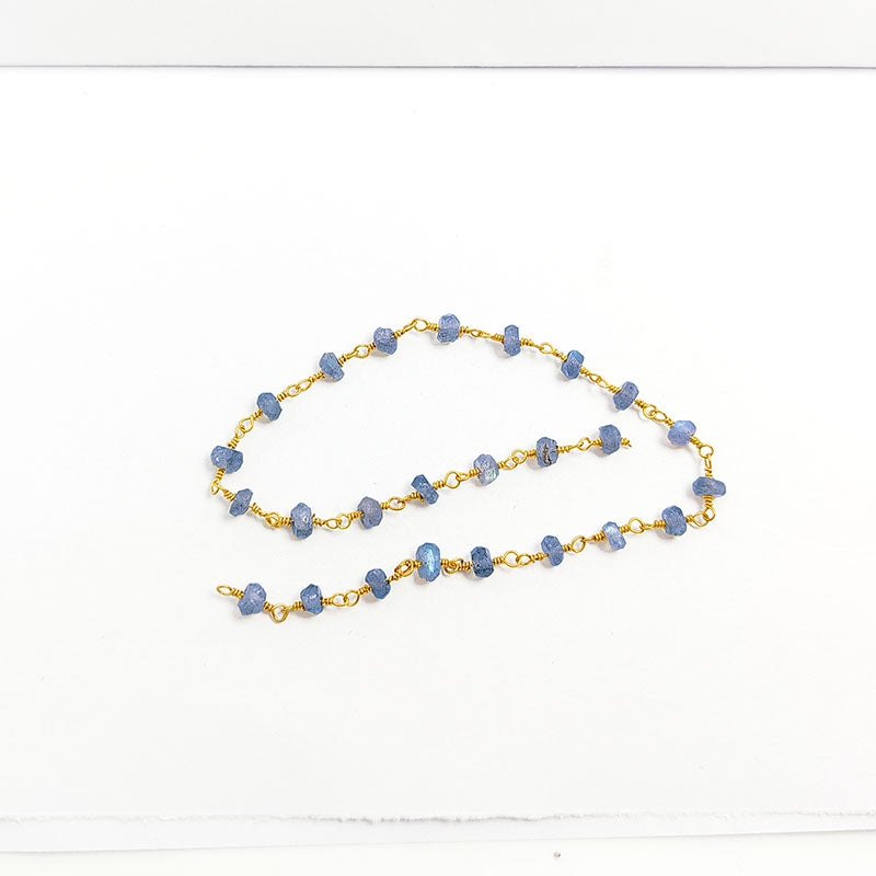 Elegant beaded extender chain made with 18K Gold Overlay Over Copper, featuring Labradorite accents and polished links for custom jewelry styling and design use