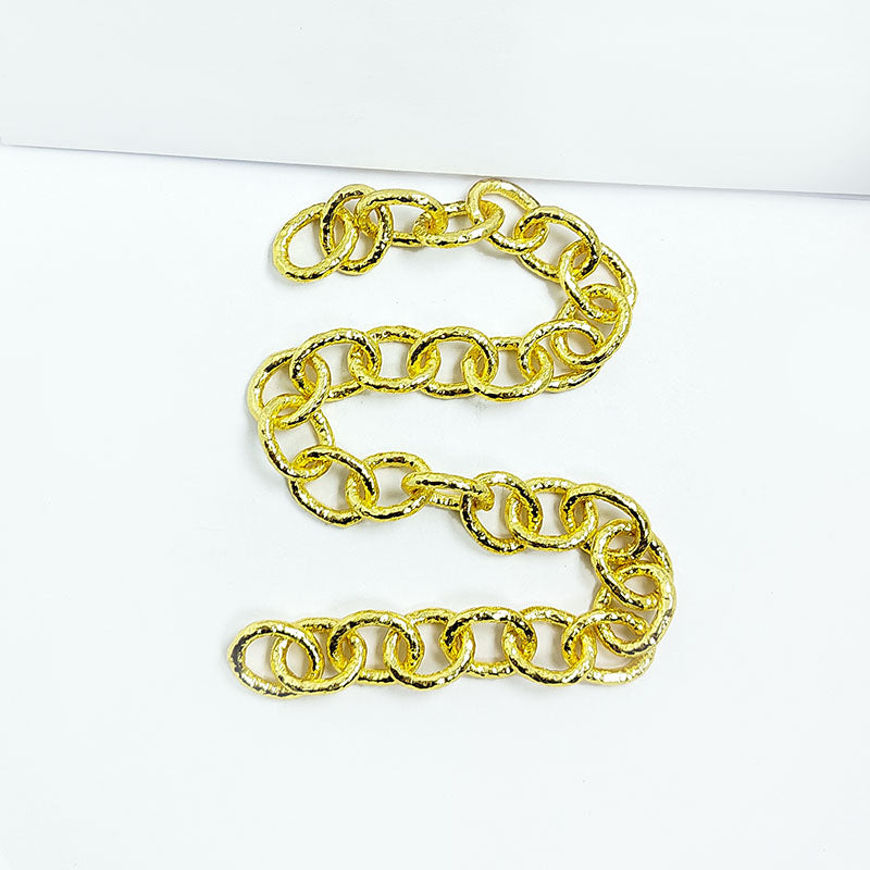 Bold oval link chain crafted with 18K Gold Overlay Over Copper featuring textured oversized links for statement jewelry styling and modern fashion layering