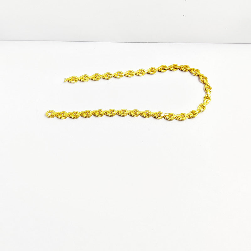 18K Gold Overlay Over Copper slim 3MM link chain with smooth rounded connections suitable for delicate necklaces bracelets and custom jewelry styling