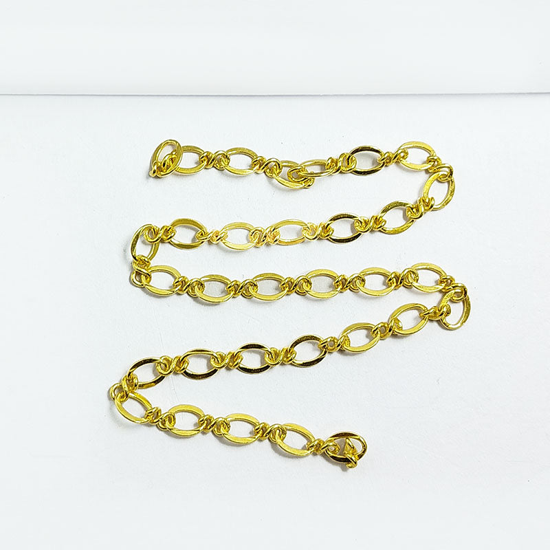 18K Gold Overlay Over Copper oval link chain ideal for bracelets necklaces and custom jewelry styling projects
