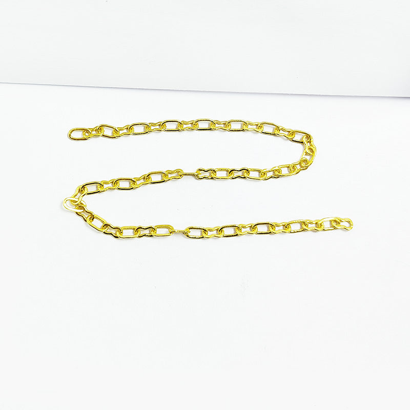 18K Gold Overlay Over Copper slim rectangular link chain ideal for minimal necklaces bracelets and modern jewelry designs