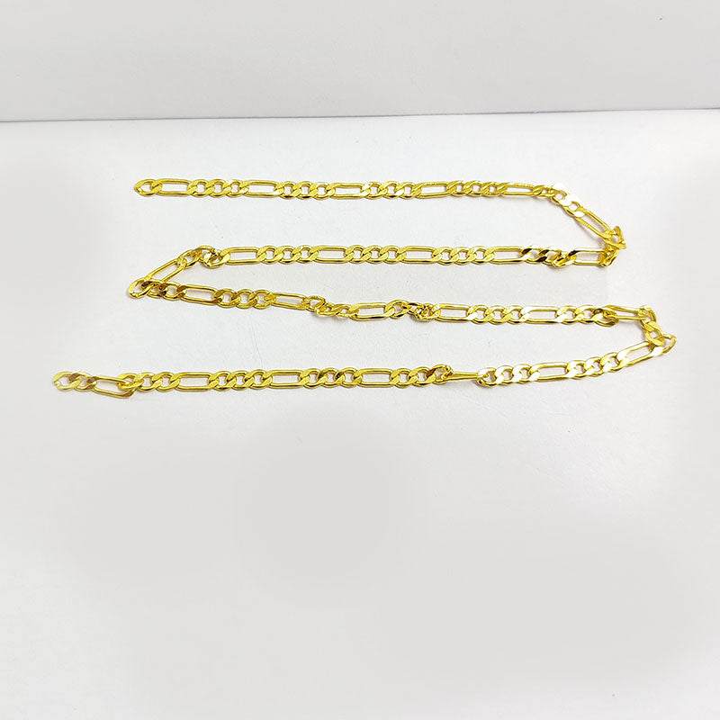 18K Gold Overlay Over Copper alternating link chain ideal for necklaces bracelets and modern custom jewelry designs