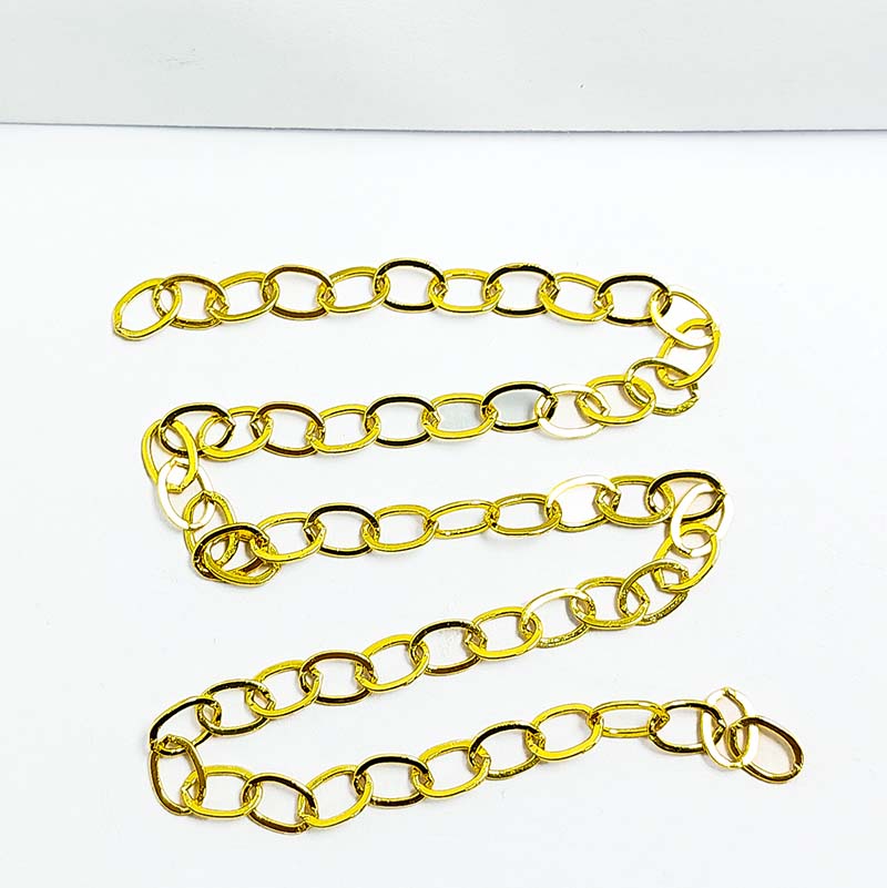 Elegant 18K Gold Overlay Over Copper oval link jewelry chain with polished finish, ideal for necklaces, bracelets, and custom jewelry making projects