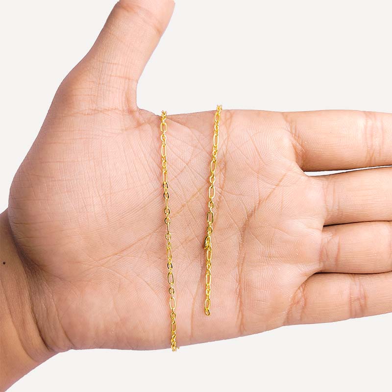 Elongated oval link 18K Gold Overlay Over Copper jewelry chain with polished finish, ideal for creating necklaces, bracelets, and custom jewelry making projects