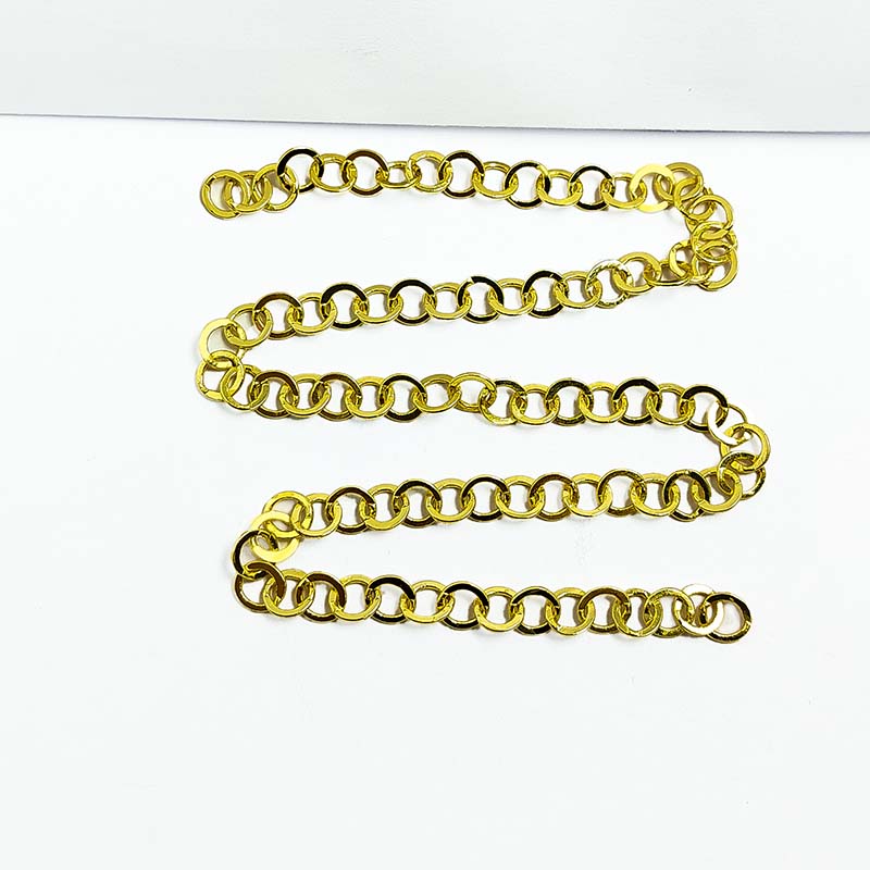 Classic oval link 18K Gold Overlay Over Copper jewelry chain with polished finish, ideal for necklaces, bracelets, and custom jewelry making projects