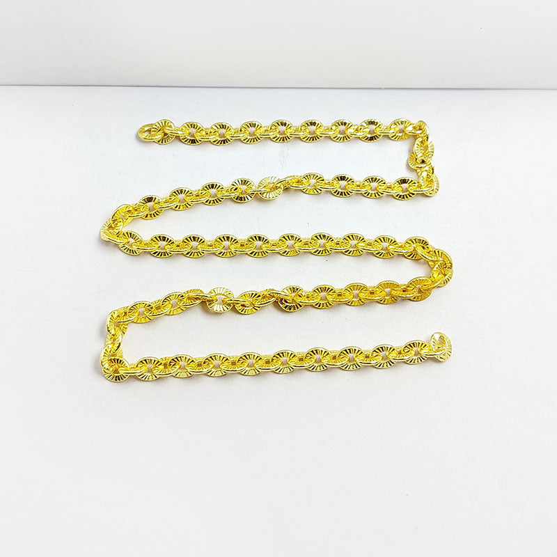 Textured oval link 18K Gold Overlay Over Copper jewelry chain with polished finish, ideal for necklaces, bracelets, and custom jewelry making projects